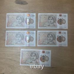 New King Charles Bank Note £10 HB16 Consecutive Set 476639 476643 ATM Mint