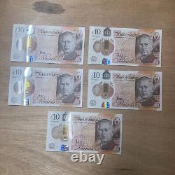 New King Charles Bank Note £10 HB16 Consecutive Set 476639 476643 ATM Mint