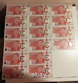 New Polymer £50 Notes 15 x consecutive numbers RARE AE79! Mint Condition
