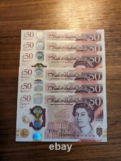 New Polymer £50 Notes 15 x consecutive numbers RARE AE79! Mint Condition