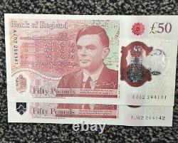 New Uncirculated £50 Pound Note x2 Consecutive King Charles