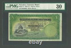 PALESTINE P-7c, 1939, 1 Pound PMG 30 VF Banknote Jerusalem Dome