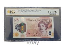 PCGS 66 Graded Bank of England £50 Note B418. AA01 00125 Sarah John True First