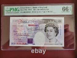 PMG 66 Graded Bank of England Note. B358 £20 Gill True First A01 000438 UNC