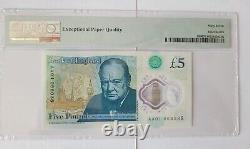 PMG 67 Graded Bank of England £5 Note B414. AA01 066035 Cleland True First