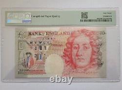 PMG 67 Graded Bank of England Note. B377 £50 Kentfield True First A01 000556 UNC