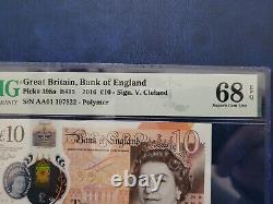 PMG 68 Graded Bank of England £10 Note B415. AA01 197822 Cleland True First