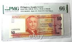 Philippines 2005 Banknote 50 Piso P-193b CA 654321 PMG66 FANCY NUMBER