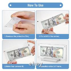 Photo Bank Note Money Holder Acrylic Currency Display Frame Magnetic Photo Box