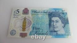 Polymer £5 Five Pounds AA43 000004 Very Small Number