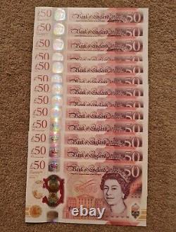 Polymer 50 Pound Notes, UNCIRCULATED, CONSECUTIVE Low Numbers AD