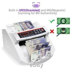 Professional Money Counting Machine Bank Fast Currency Cash Bill Note Counter UK