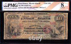 RARE 1st Charter 1875 $10 PROVIDENCE, RI National Banknote PMG 8! FREE SHIP