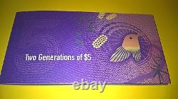 RARE 2016 Two Generations of $5 Note folder With First Prefix BA15 995 237