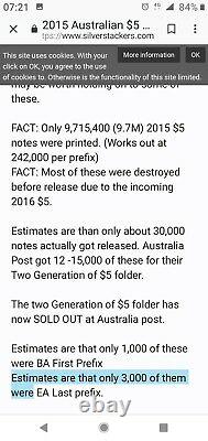 RARE 2016 Two Generations of $5 Note folder With First Prefix BA15 995 237