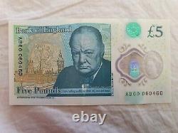 Rare £5 Five Pound Note Low Serial X4 £5 Notes For Sale. Excellent Condition