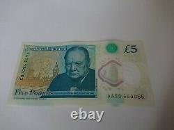 Rare 5 pound note, collectable, AA23 550055