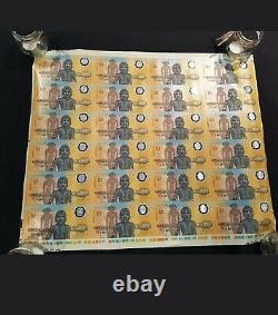 Rare Block Of 24 Uncut Polymer Australian Aboriginal Banknotes