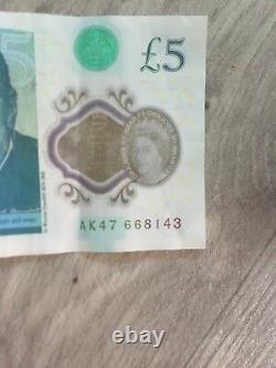 Rare ak 47 £5 new british ploymer five pound note
