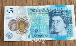 Rare five pound note. Low serial number. Polymer bank note. AA01 013827