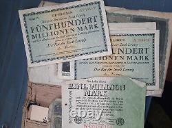 Reichsmark banknotes, inflation, approx. 37 pieces