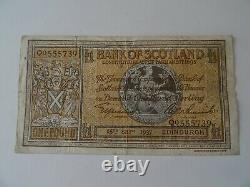 SCARCE BANK OF SCOTLAND £1 BANK NOTE, EDINBURGH 15th SEPTEMBER 1937, QO555739