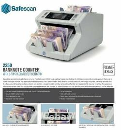 Safescan 2250 Banknote Counter 115-0513 White Used Once