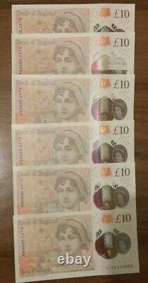 Sequential early TEN POUND NOTES £10 CONSECUTIVE SERIAL Numbers uncircuculated