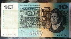 Set of 7 AUSTRALIAN PAPER BANKNOTES, CIRCULATED, $100 $50 $20, $10x2, $5 $2. $1