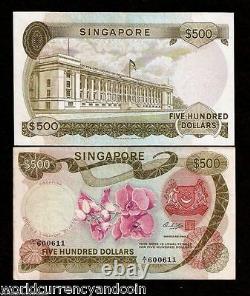 Singapore 500 Dollars P-7 1972 Orchid Rare World Currency Money Bill Bank Note