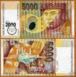 Slovakia, 5000 Korun, 2000 Millennium Issue, Rare, UNC