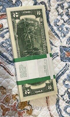 Stack Of Sequential $2 Dollar Bills 100 Notes 2017A New! Uncirculated Federal R