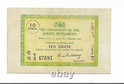Straits Settlements 10 cents 1919 6c
