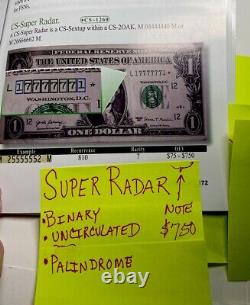 (Super Radar) 2017 $1 Dollar Bill Note Fancy Serial Number 14444441 Near UNC