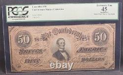 T-66 $50 1864 Confederate States Banknote Civil War Confederacy Money PCGS XF 45