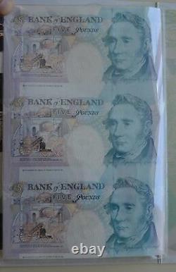 The £5 Bank Note Uncut Sheet Kenfield AC01 000121-AC02-AC03 Mint