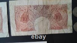 Treasury 10 shilling note with 10 shill bank notes and 10 bob note n coins bundl