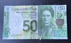 Uncirculated Clydesdale Bank Paper £50 Note WithHU 240000 of 16 August 2015