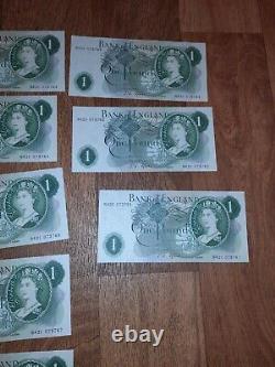 United Kingdom J S Fforde 14 Consecutive One Pound Note 1966 70 Unc