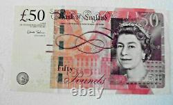 Used Bank Of England £50 Pound Note Chris Salmon Searial Number Starts With Aa58