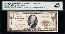 VERY NICE RARE Bold & Crisp VF+ 1929 $10 HOPE, AR National Banknote! PMG 25