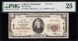 VERY NICE RARE Bold & Crisp VF 1929 $20 GULFPORT, MS National Banknote! PMG 25