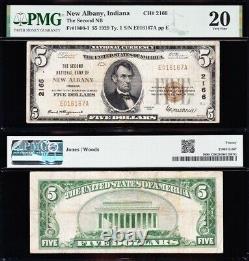 VERY NICE SCARCE Bold & Crisp VF 1929 $5 NEW ALBANY, IN National Note! PMG 20