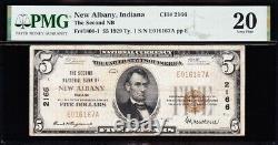 VERY NICE SCARCE Bold & Crisp VF 1929 $5 NEW ALBANY, IN National Note! PMG 20