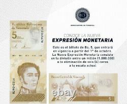 Venezuela 5 Bolivares Set of 10 New Unc 2021 Rare Banknotes 5 Million 10 Pcs