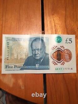 Very unique Bank Of England Polymer £5 Five Pound Note Genuine New Ak47177714