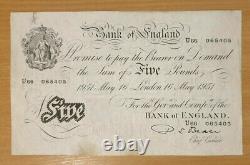 White Fiver Old £5 Five Pound English Bank Note Beale 1951 Collectable