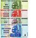 Zimbabwe 10 20 50 100 Trillion Dollars Set of 4 Banknotes UNC AA+ 2008
