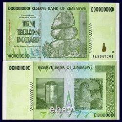 Zimbabwe 10 Trillion Dollars 10 Pieces Lot 2008 Banknote UNC AA+ (100 Trillion)