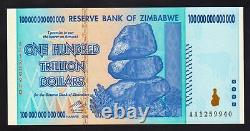 Zimbabwe $100 Trillion Dollar Note Genuine UNC AA Serial Number